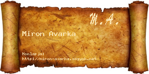 Miron Avarka névjegykártya